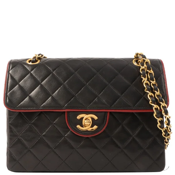 Chanel Quilted Leather Shoulder Bag for FashionistasChanel Around 1990 Made Edge Design Flap Turn-Lock Chain Bag Black/Red