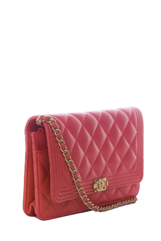 Chanel Chain Strap Handbag for Everyday UseChanel Hot Pink Calfskin Boy GHW  WOC