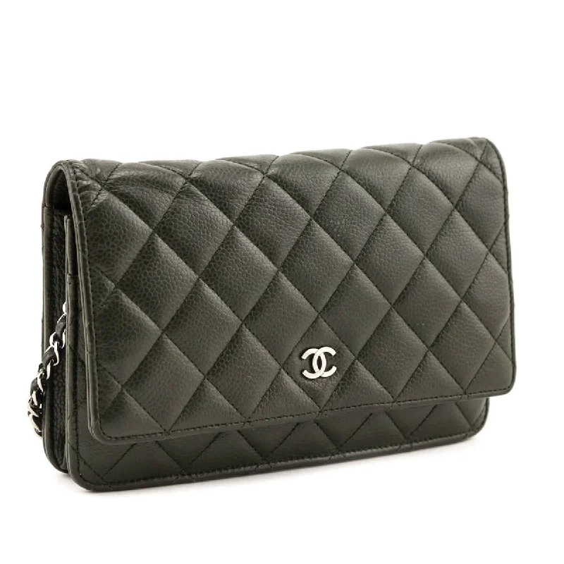 Chanel Luxury Handbag for High - End EventsChanel Khaki Vintage Quilted Caviar Wallet On Chain