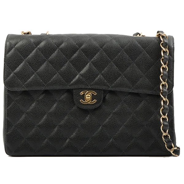 Chanel All - Match Handbag for Versatile StylingChanel 2003 Made Caviar Skin Classic Flap Chain Bag Jumbo Black