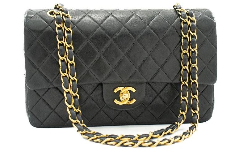 Chanel Designer Handbag with Unique DesignCHANEL 2.55 Double Flap Medium Chain Shoulder Bag Black Lambskin j94