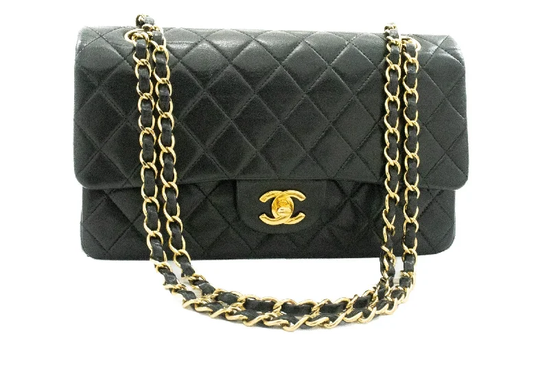 Chanel Vintage Inspired Handbag for Retro LoversCHANEL Classic Double Flap Medium Chain Shoulder Bag Black Lamb k61