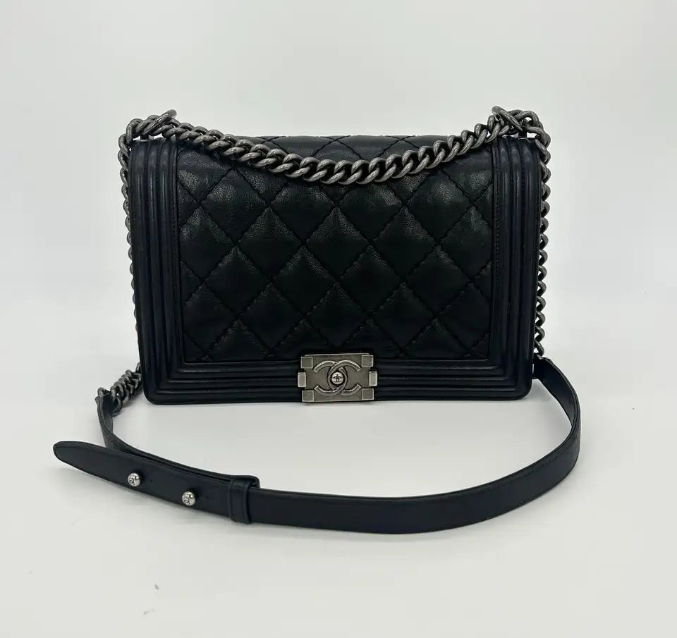 Chanel Limited Edition Handbag for CollectorsChanel Black Lambskin Quilted Medium Boy Bag