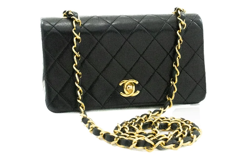 Chanel All - Match Handbag for Versatile StylingCHANEL Full Flap Chain Shoulder Bag Crossbody Black Quilted Lamb k64