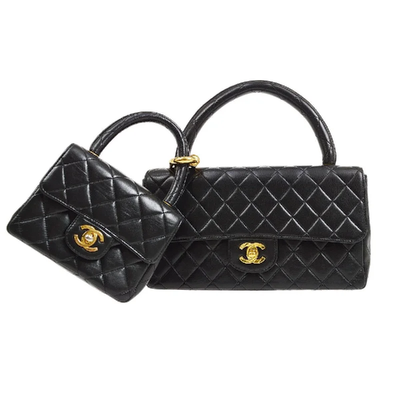 Chanel Limited Edition Handbag for CollectorsCHANEL 1994-1996 Classic Single Flap Handbags Set Black Lambskin 41841