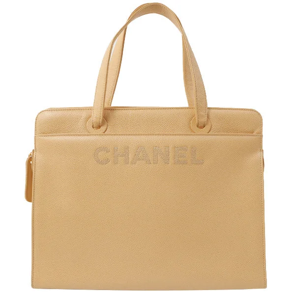 Chanel New Arrival Handbag with Gold HardwareChanel Around 1998 Made Caviar Skin Logo Embroidered Tote Bag Beige