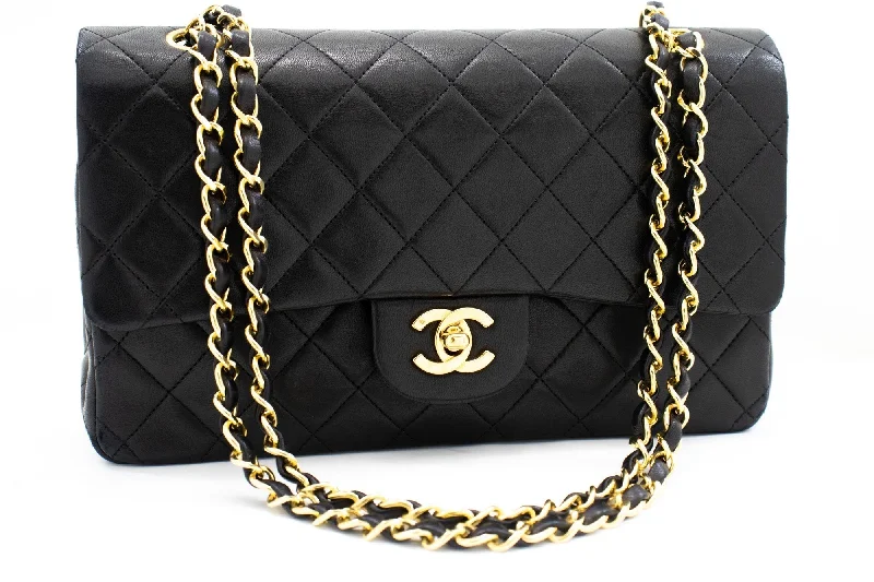 Chanel Handbag with Adjustable Strap for ComfortCHANEL Classic Double Flap Medium Chain Shoulder Bag Black Lamb k70