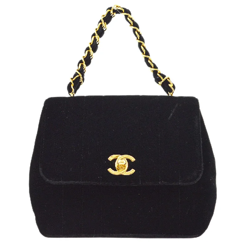 Chanel Luxury Handbag for High - End EventsCHANEL 1994-1996 Vertical Handbag Black Velvet 14372