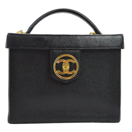 Chanel New Arrival Handbag with Gold HardwareCHANEL 1994-1996 Circled CC Vanity Handbag Black Caviar ao08211