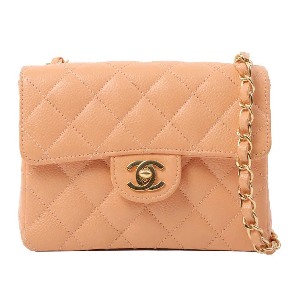 Chanel Quilted Leather Shoulder Bag for FashionistasChanel Around 2005 Made Caviar Skin Classic Flap Chain Bag Mini Salmon Pink