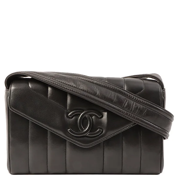 Chanel Classic Flap Bag for Evening PartyChanel Around 1995 Made V Flap Mademoiselle Stitch Cc Mark Shoulder Bag Black