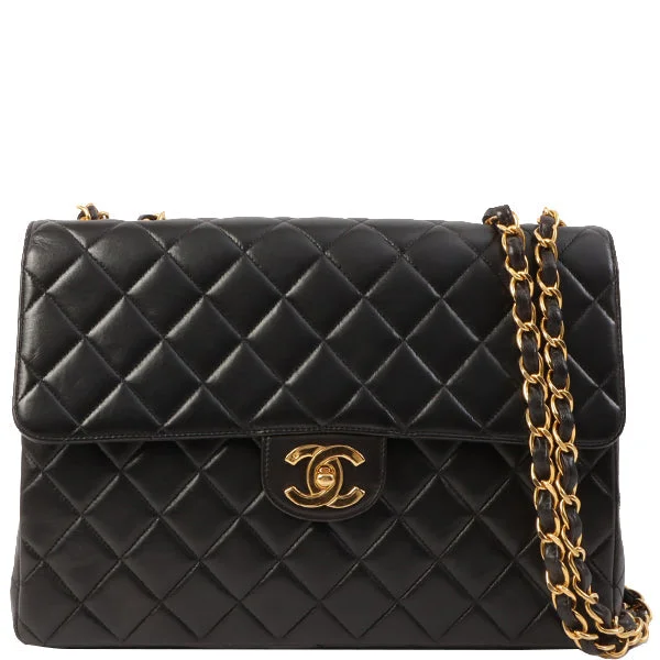 Chanel All - Match Handbag for Versatile StylingChanel Around 1997 Made Classic Flap Chain Bag Jumbo Black