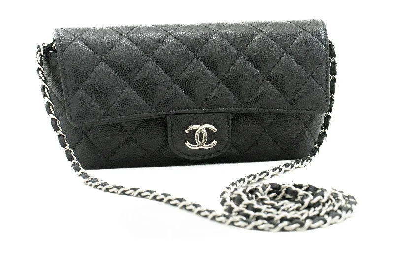 Chanel Chain Strap Handbag for Everyday UseCHANEL Flap Phone Holder With Chain Bag Black Crossbody Clutch j99