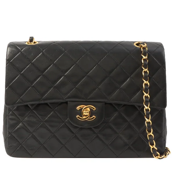 Chanel Lightweight Handbag for Daily ErrandsChanel Around 1990 Made Classic Flap Turn-Lock Chain Bag Black