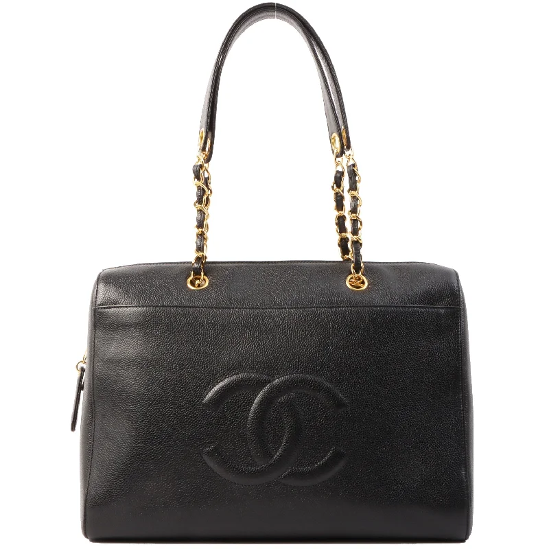 Chanel Vintage Inspired Handbag for Retro LoversChanel Around 1998 Made Caviar Skin Cc Mark Stitch Chain Tote Bag Black