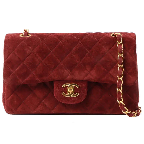 Chanel Chain Strap Handbag for Everyday UseChanel Around 1995 Made Suede Classic Flap Chain Bag 23Cm Red