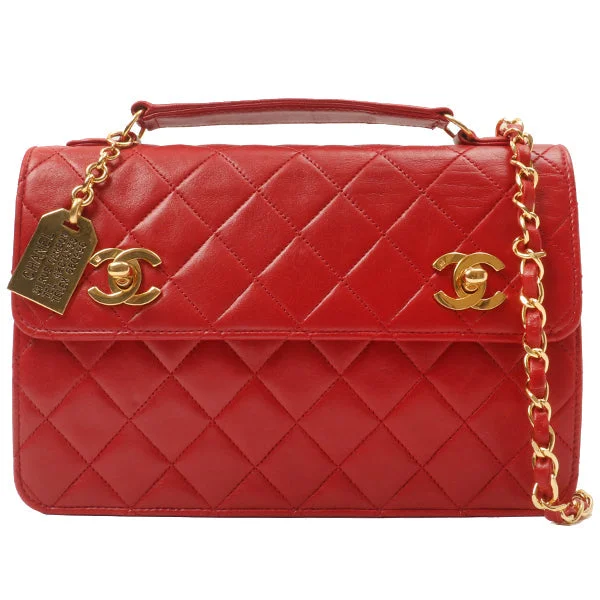 Chanel Limited Edition Handbag for CollectorsChanel Around 1991 Made Double Turn-Lock Logo Charm 2Way Bag Red