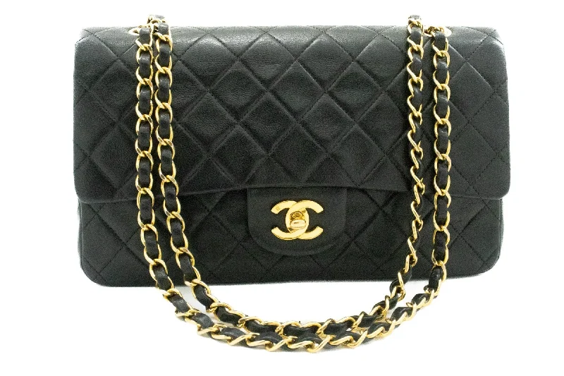 Chanel Lightweight Handbag for Daily ErrandsCHANEL Classic Double Flap 10" Chain Shoulder Bag Black Lambskin k63