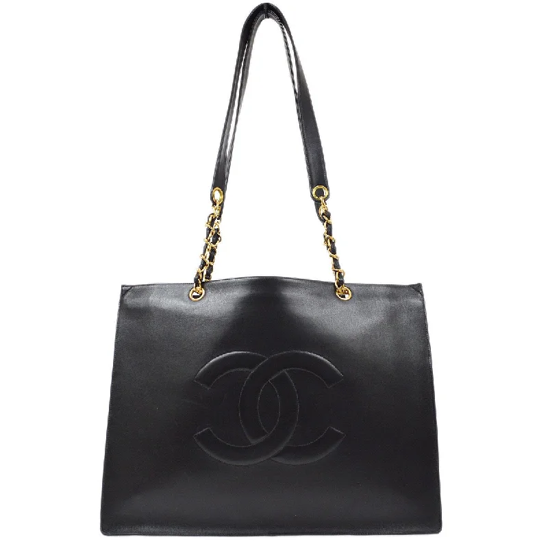 Chanel Small Crossbody Bag for TravelCHANEL 1996-1997 Black Lambskin XL Tote Bag 71230