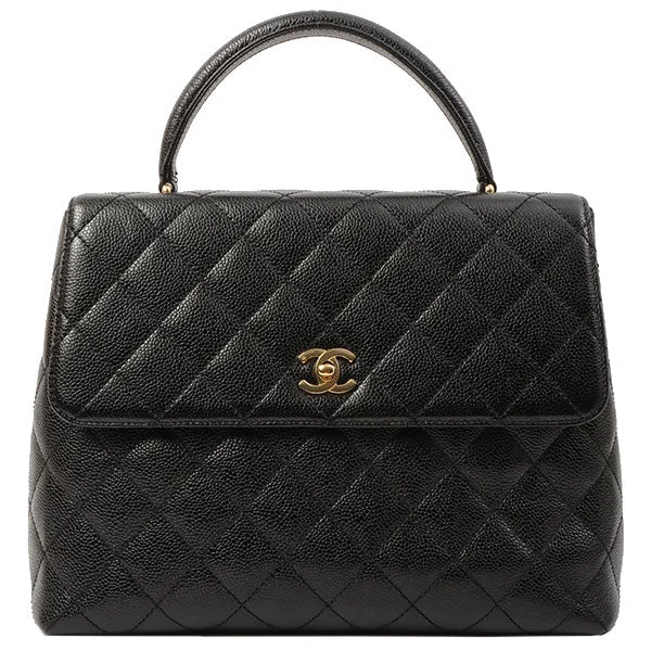 Chanel Black Handbag for Business MeetingsChanel Around 2000 Made Turn-Lock Top Handle Bag Black