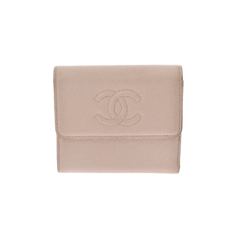 Chanel Small Crossbody Bag for TravelChanel Beige Ladies Caviar Skin Trifold Wallet