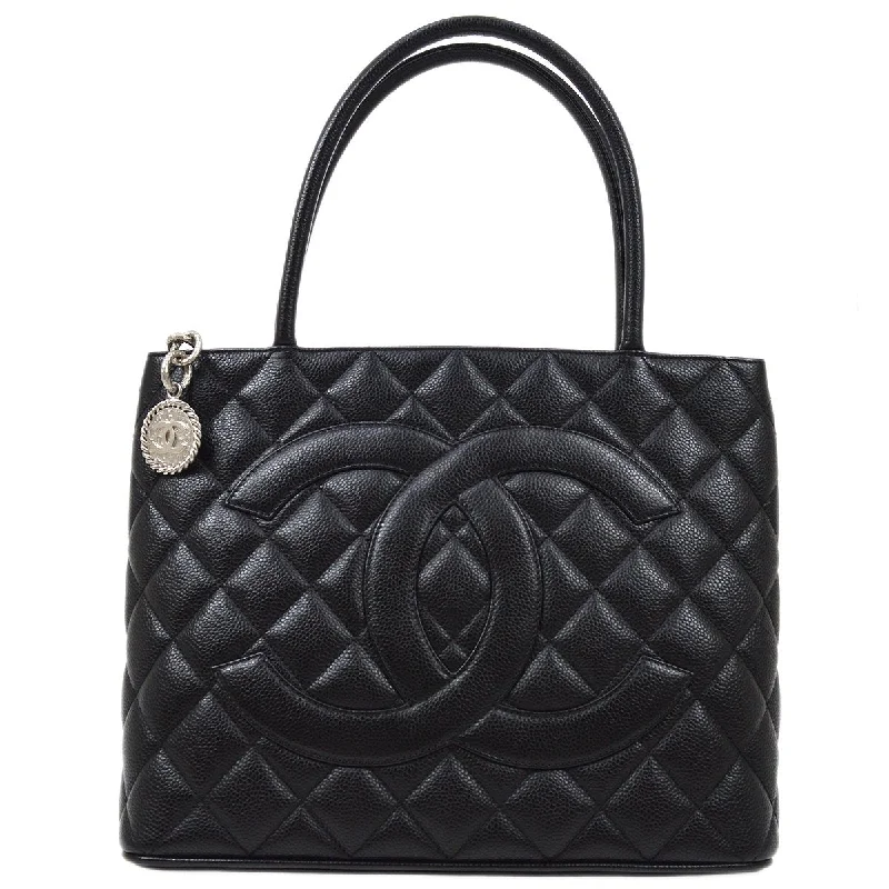 Chanel Designer Handbag with Unique DesignCHANEL 2000-2001 Black Caviar Medallion Tote 91352