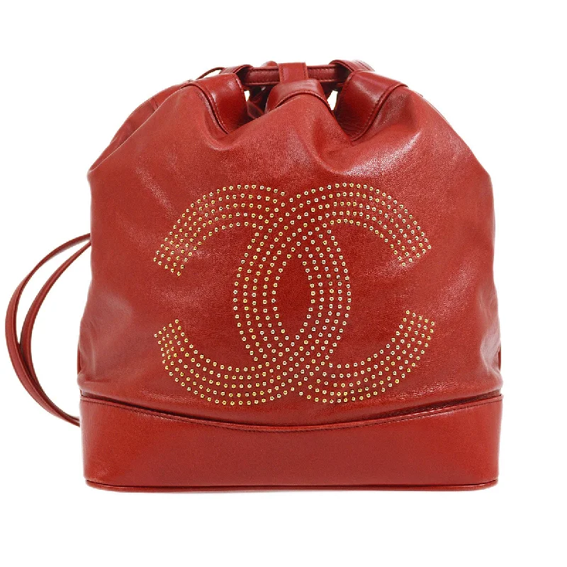 Chanel Designer Handbag with Unique DesignCHANEL 1991-1994 Red Lambskin Studded CC Shoulder Bag AK38100b