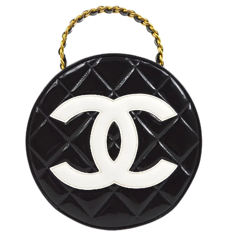 Chanel All - Match Handbag for Versatile StylingCHANEL Round Cosmetic Vanity Chain Hand Bag Black 92940