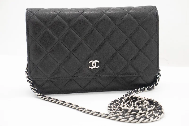 Chanel Vintage Inspired Handbag for Retro LoversCHANEL Black Classic Wallet On Chain WOC Shoulder Bag Lambskin j35