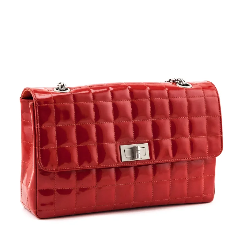 Chanel Vintage Inspired Handbag for Retro LoversChanel Red Quilted Patent Vintage Chocolate Bar Reissue Chain Bag