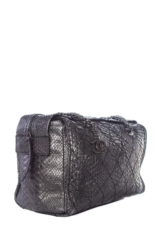 Chanel Classic Flap Bag for Evening PartyChanel Gunmetal Python Bowler RHW Handbag