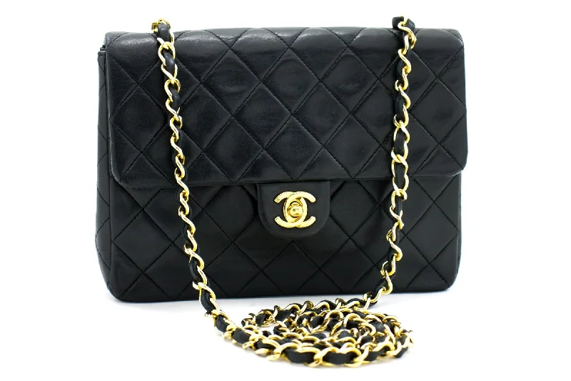 Chanel Small Crossbody Bag for TravelCHANEL Mini Square Small Chain Shoulder Bag Crossbody Black Quilt g90