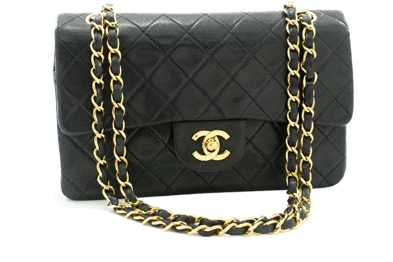 Chanel Limited Edition Handbag for CollectorsCHANEL Classic Double Flap 9" Chain Shoulder Bag Black Lambskin j57