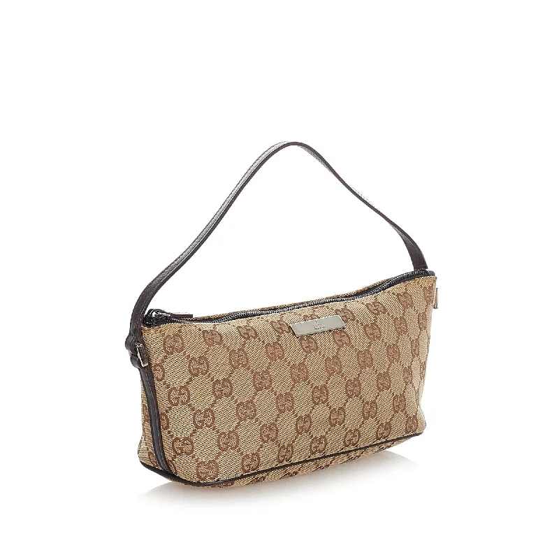 Ladies Gucci shoulder bags with a single - handle designGucci GG Canvas Boat Baguette (22815)