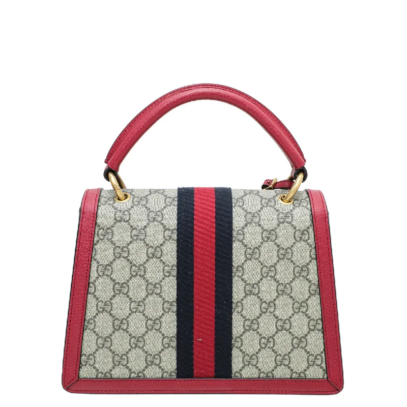 Gucci Marmont bags for women with a contrast - colored interiorGucci Tricolor Queen Margaret Top Handle Bag