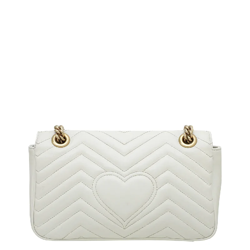 Gucci backpacks for women with a sleek silhouetteGucci White GG Marmont Small Flap Bag