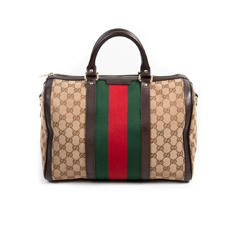 Gucci handbags for women with a patent - leather finishGucci Vintage Web Boston Bag