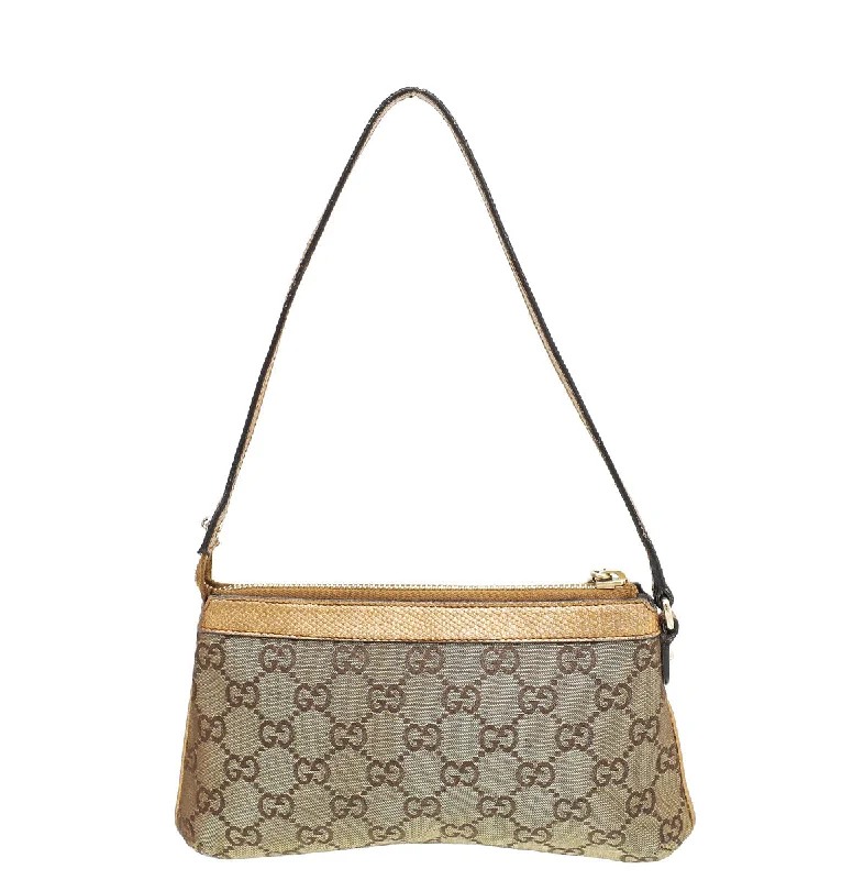 Women Gucci Sylvie bags featuring the signature web stripeGucci Metallic Bronze GG Bumble Bee Charm Pochette