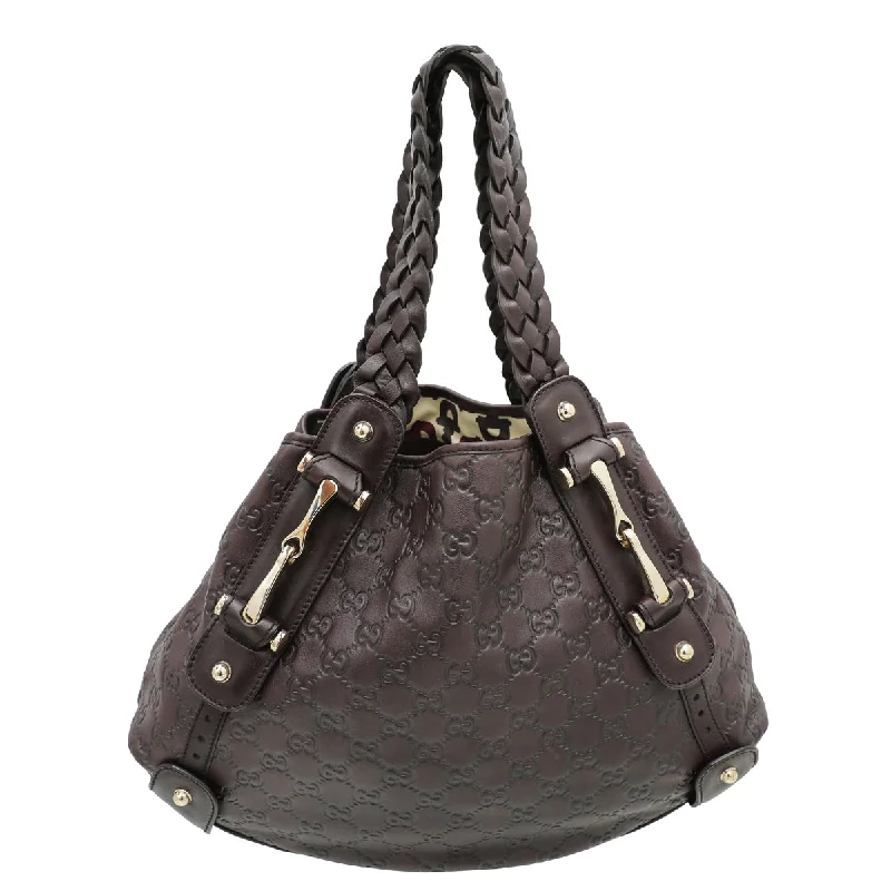 Ladies Gucci shoulder bags with a tassel decorationGucci Chocolate GG Guccissima Pelham Medium Bag