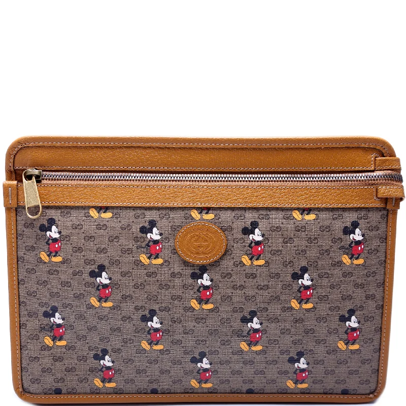 Gucci handbags for women with a patent - leather finishGucci X Disney GG Supreme Mickey Mouse Zip Pouch