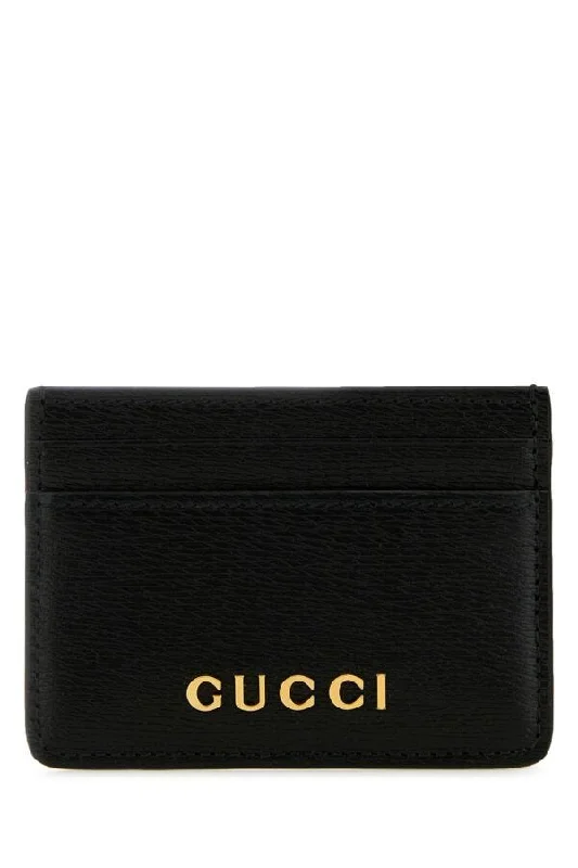 Gucci handbags for women with a beaded trimGucci Woman Black Leather Card Holder