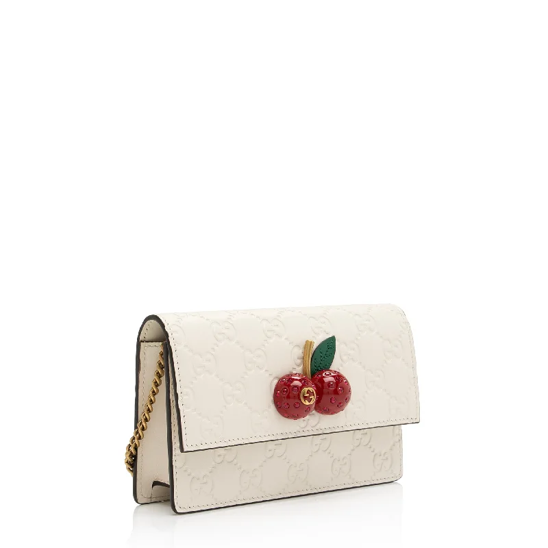 Women Gucci bags with a detachable mirror insideGucci Guccissima Leather Cherry Mini Chain Bag (SHF-ag0Ibh)