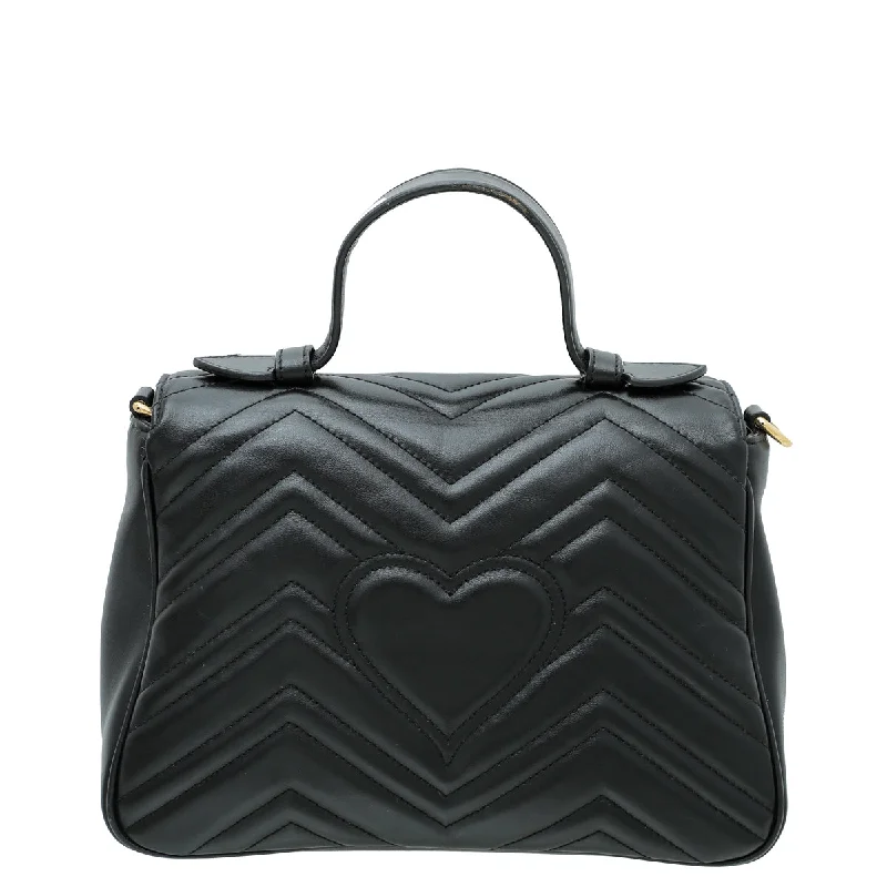 Gucci Marmont bags for women with a snakeskin - effect panelGucci Black GG Marmont Top Handle Small Bag