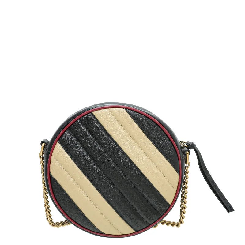 Gucci handbags for women with a back - zip pocketGucci Bicolor GG Marmont Mini Round Bag