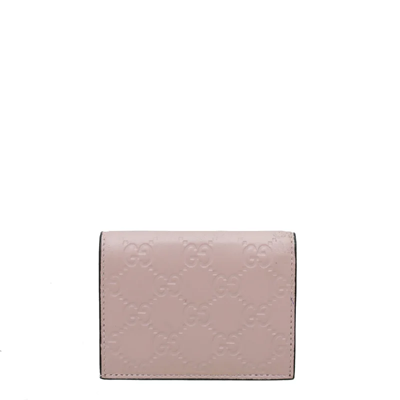 Gucci tote bags for women with a spacious interiorGucci Pink GG Guccissima Cat Card Case Wallet