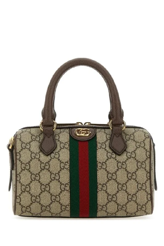 Women Gucci crossbody bags in a bold red colorGucci Woman Gg Supreme Fabric And Leather Mini Ophidia Gg Handbag