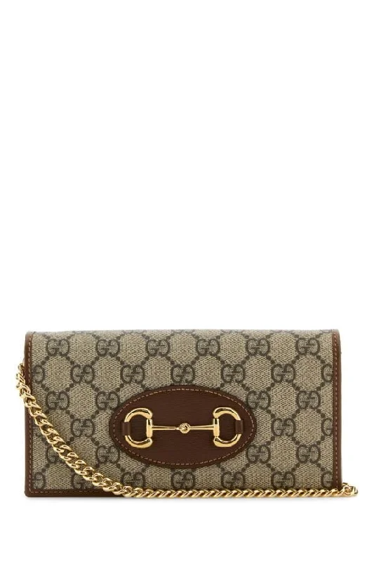 Medium - sized Women Gucci handbags for everyday useGucci Woman Gg Supreme Fabric And Leather Horsebit 1955 Wallet