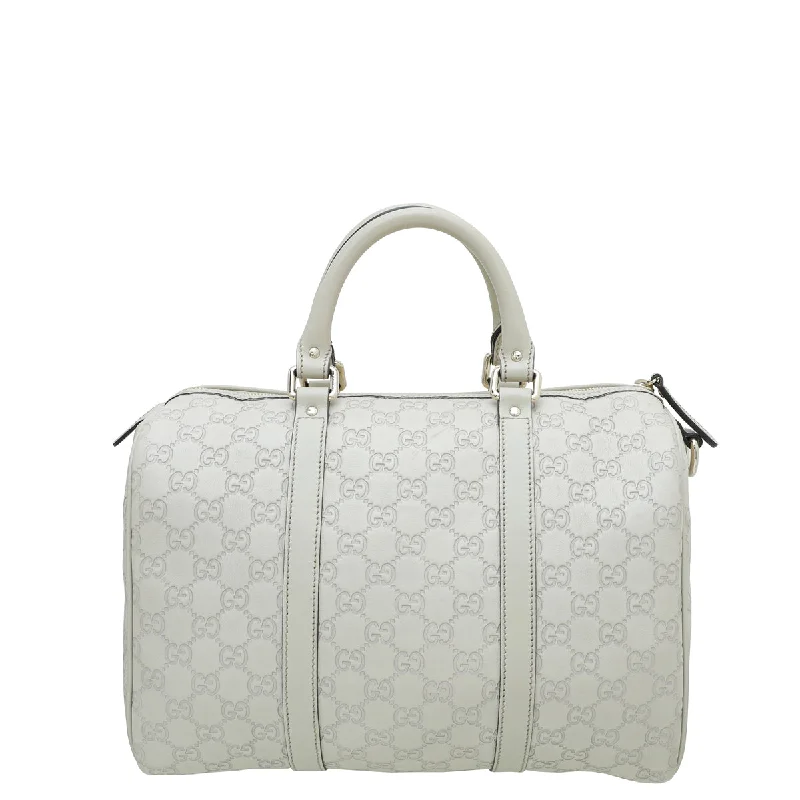 Women Gucci crossbody bags with a woven leather strapGucci Off White GG Guccissima Joy Boston Medium Bag