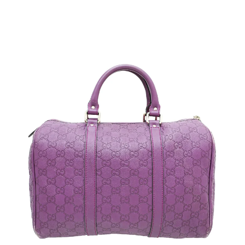 Women Gucci bags with interlocking G hardware for a classic lookGucci Purple GG Guccissima Joy Boston Medium Bag