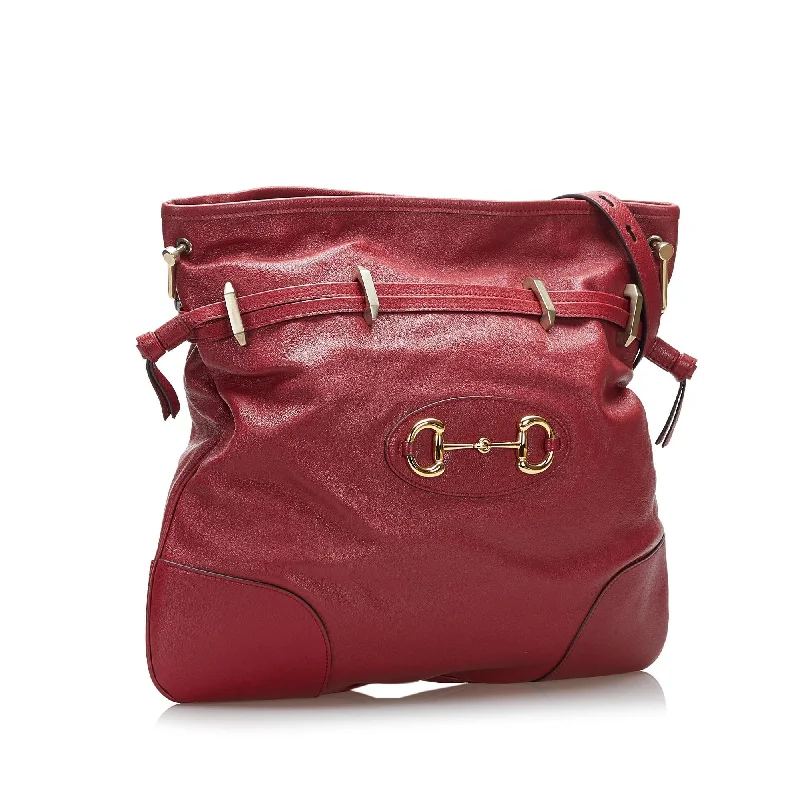 Ladies Gucci handbags with a detachable coin purse insideGucci Horsebit 1955 Drawstring Crossbody Bag (SHG-Xwa7rJ)